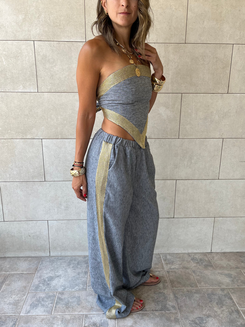 Golden Grey Edge Pants