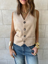 Beige Summer Suede Buckle Vest