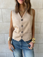 Beige Summer Suede Buckle Vest