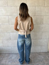 Beige Summer Suede Buckle Vest