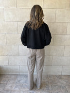 Black Funnel Neck Suede Jacket