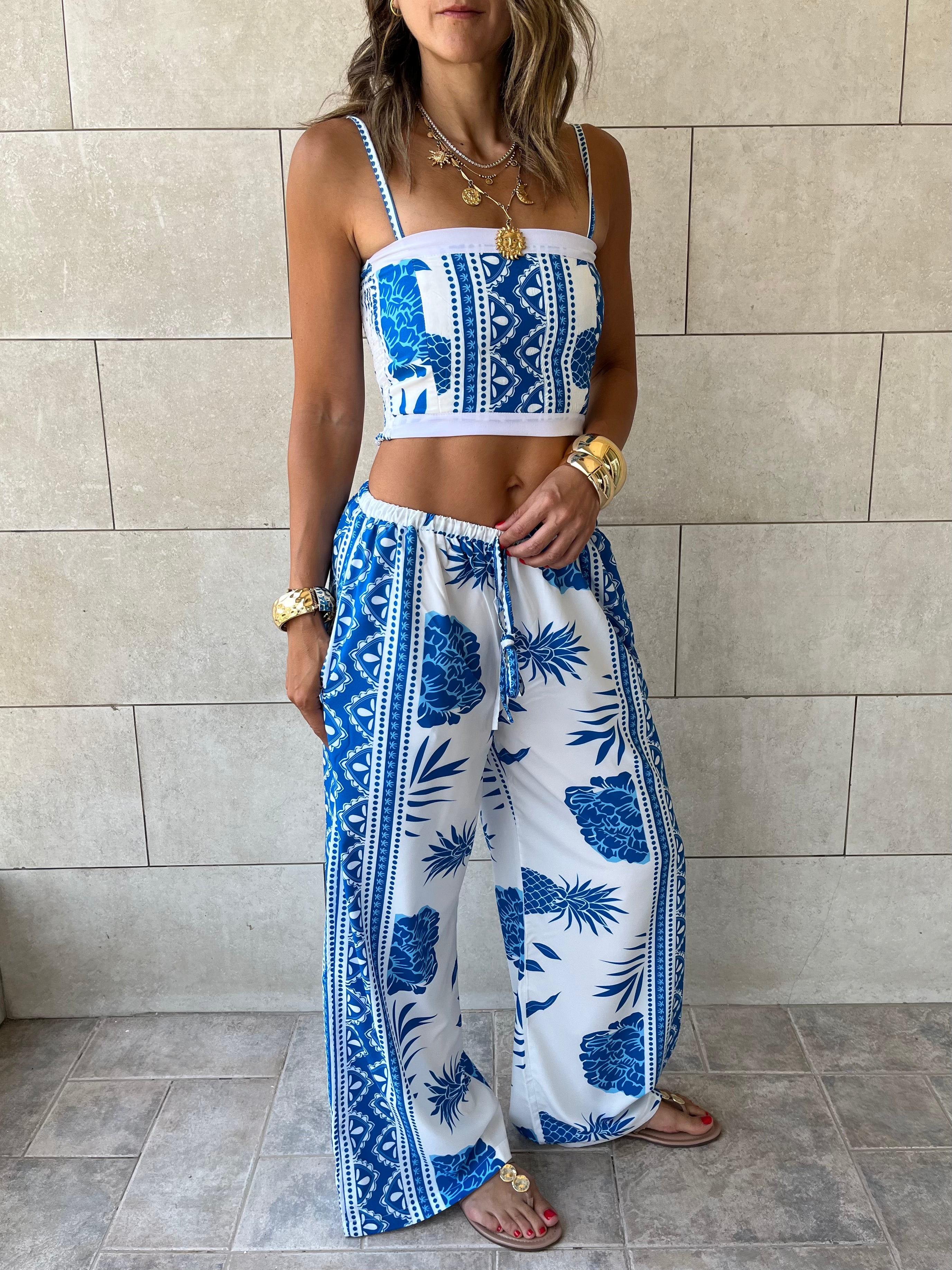 Blues Strapless Top