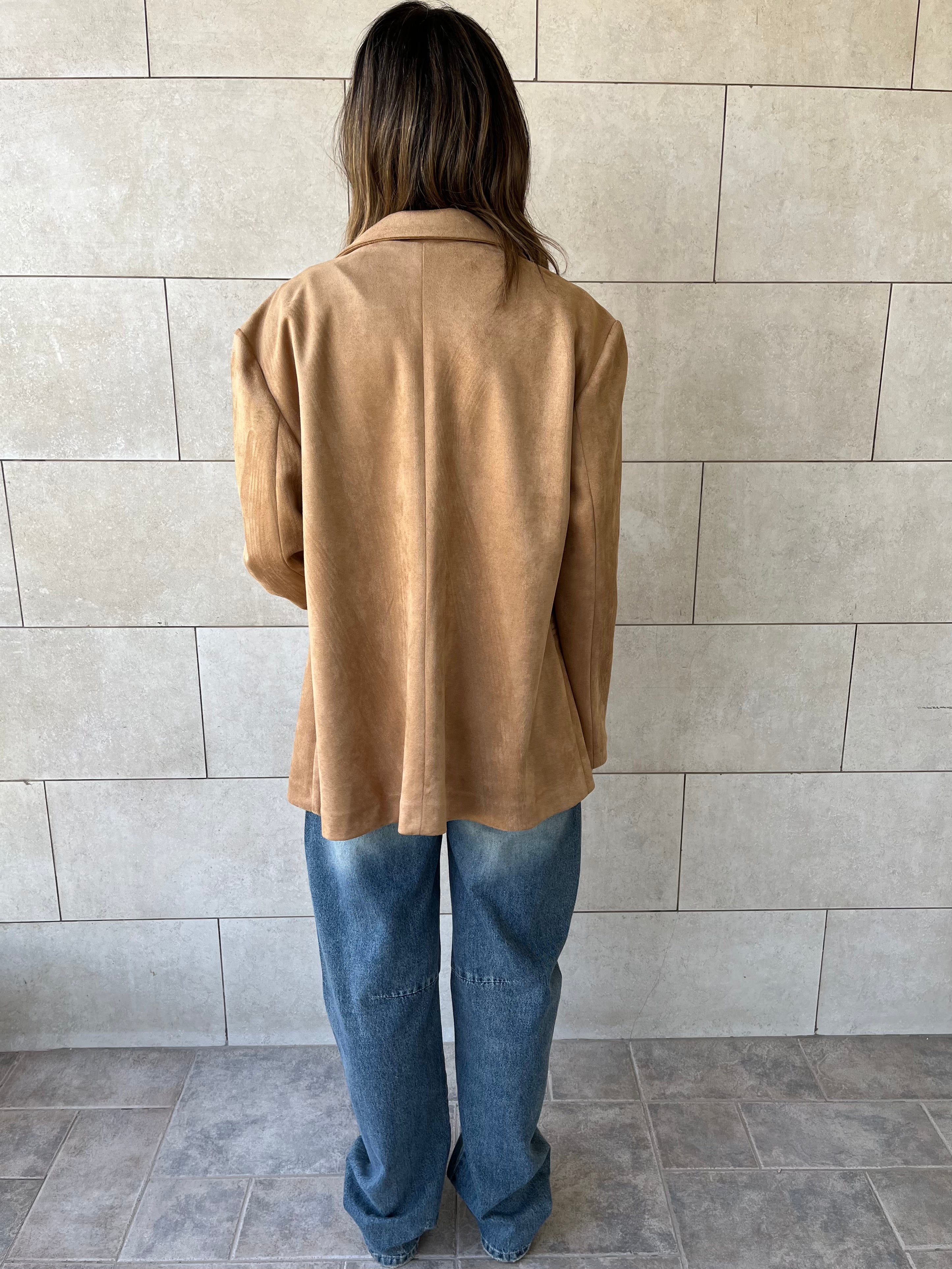 Camel Summer Suede Oversized Blazer