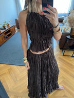 Brown Crinkle Skirt