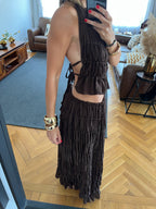 Brown Crinkle Skirt