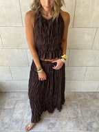 Brown Crinkle Skirt