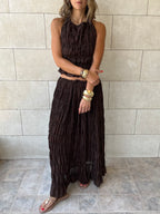 Brown Crinkle Skirt