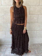 Brown Crinkle Skirt