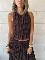 Brown Crinkle Skirt