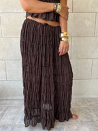 Brown Crinkle Skirt