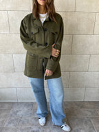 Olive Suede tailored Utility Shirt