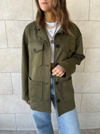 Olive Suede tailored Utility Shirt