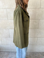 Olive Suede tailored Utility Shirt