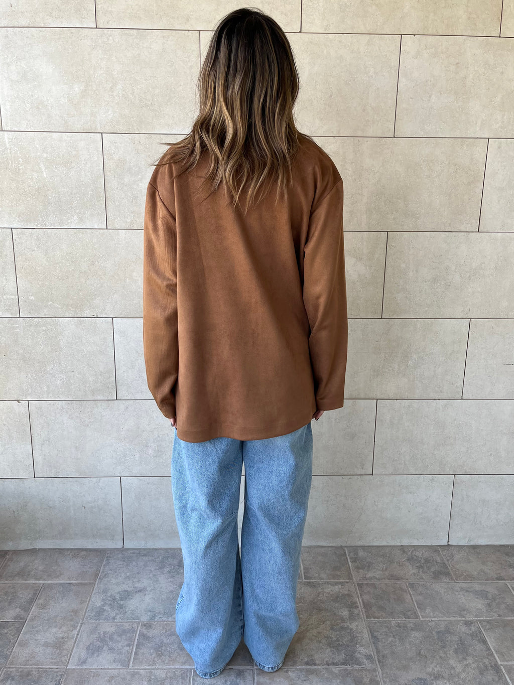 Camel Suede tailored Utility Shirt