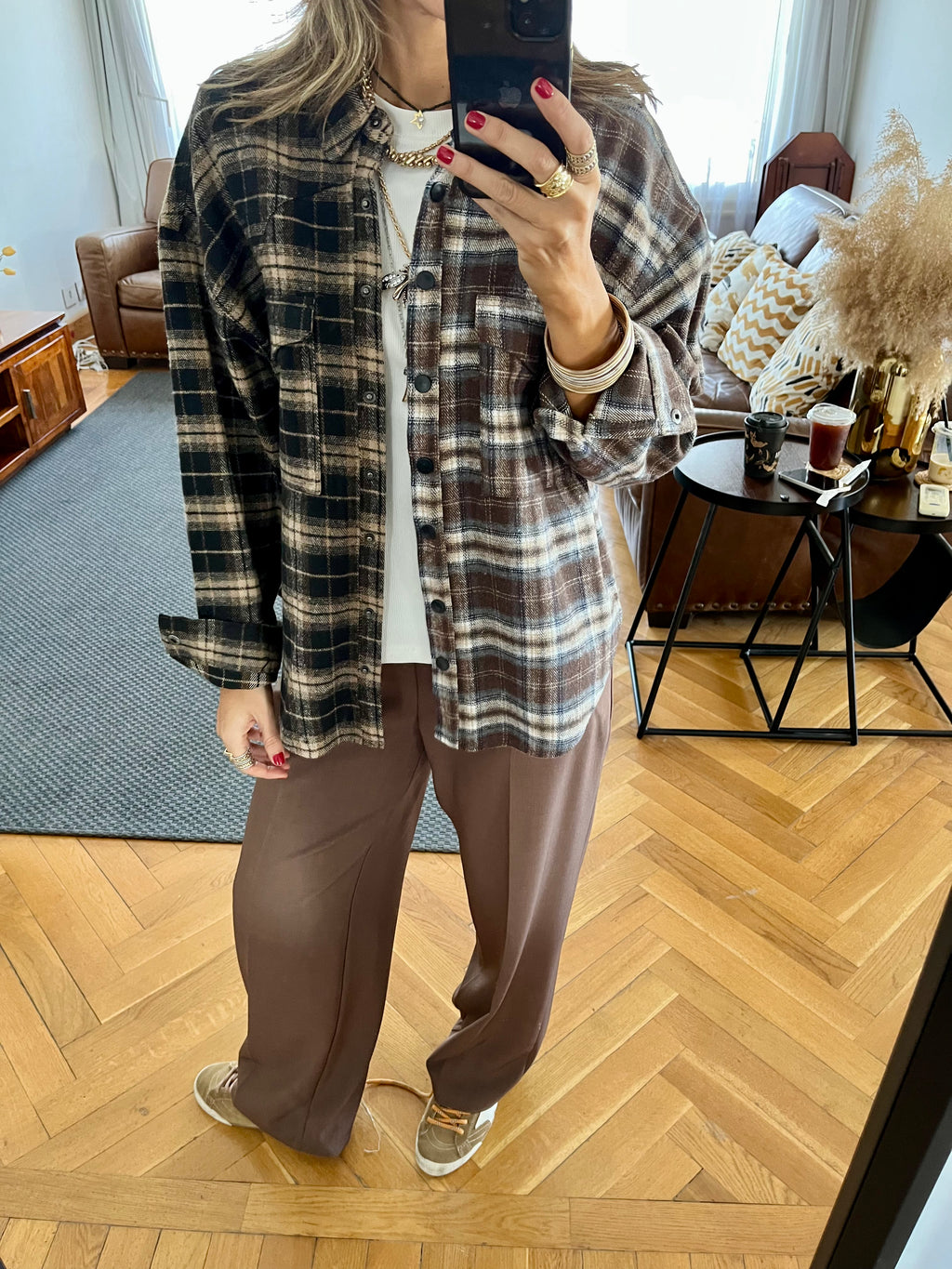 Half And Half Plaid Flannel Shirt