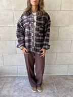 Half And Half Plaid Flannel Shirt