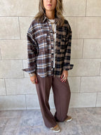 Half And Half Plaid Flannel Shirt