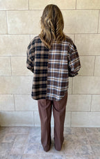 Half And Half Plaid Flannel Shirt