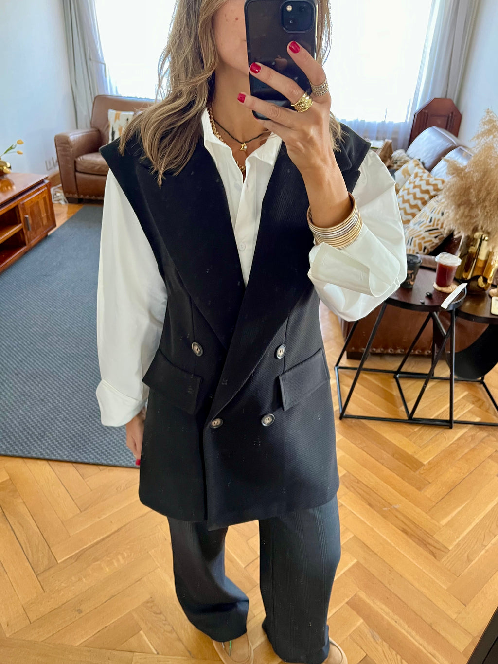 Black Tailored Sleeveless Vest