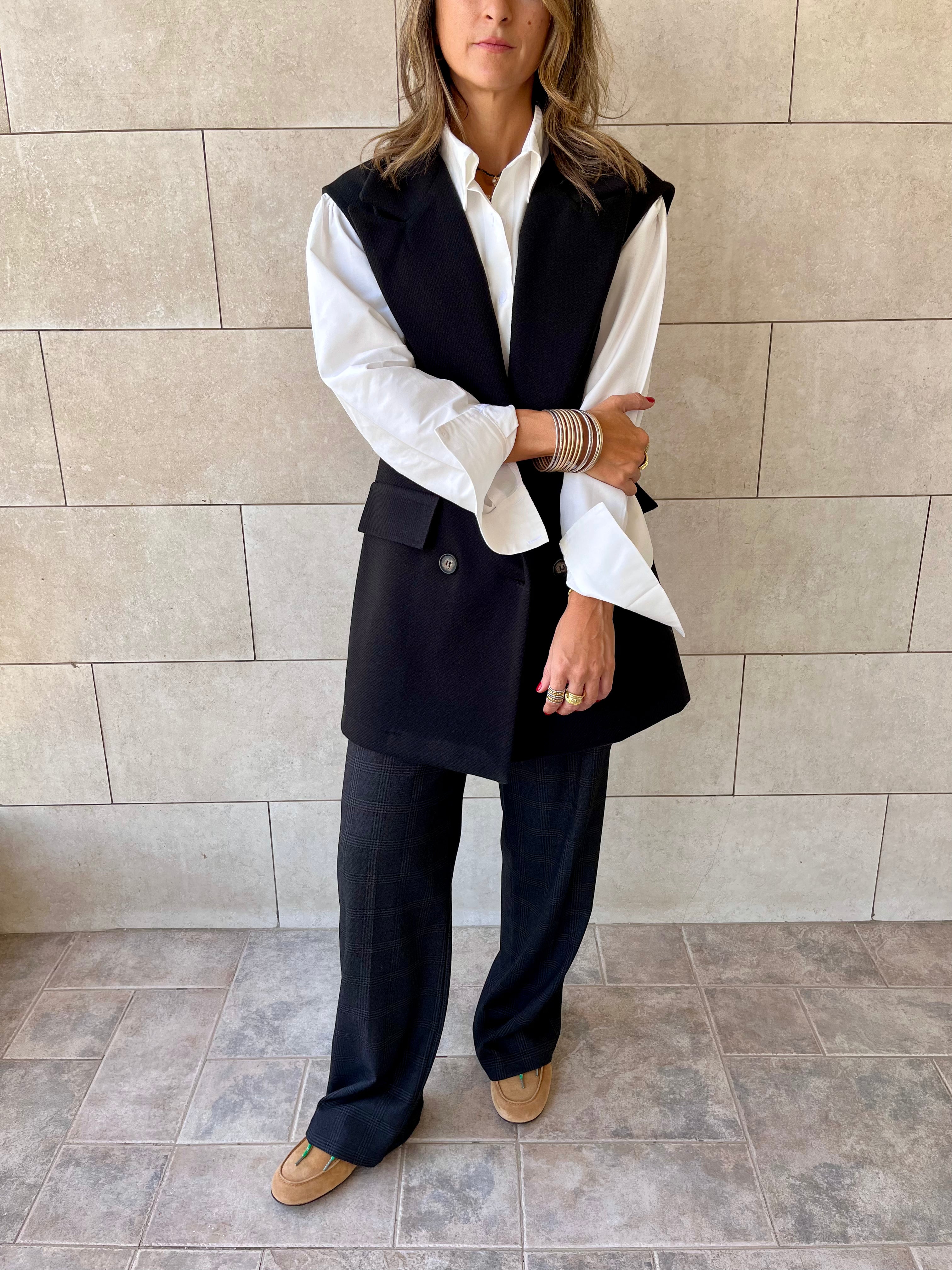 Black Tailored Sleeveless Vest