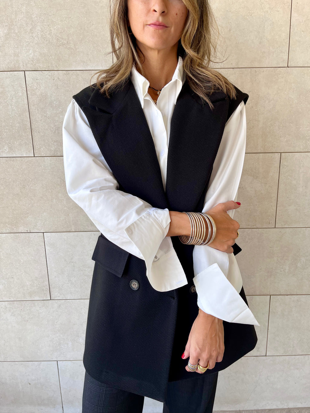 Black Tailored Sleeveless Vest