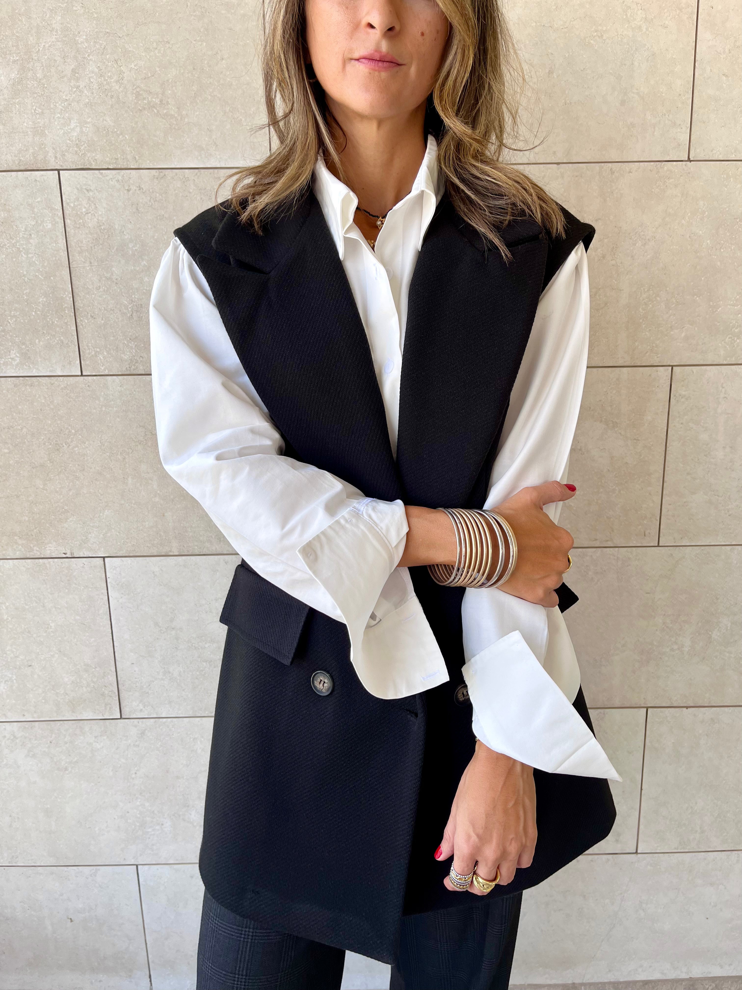 Black Tailored Sleeveless Vest