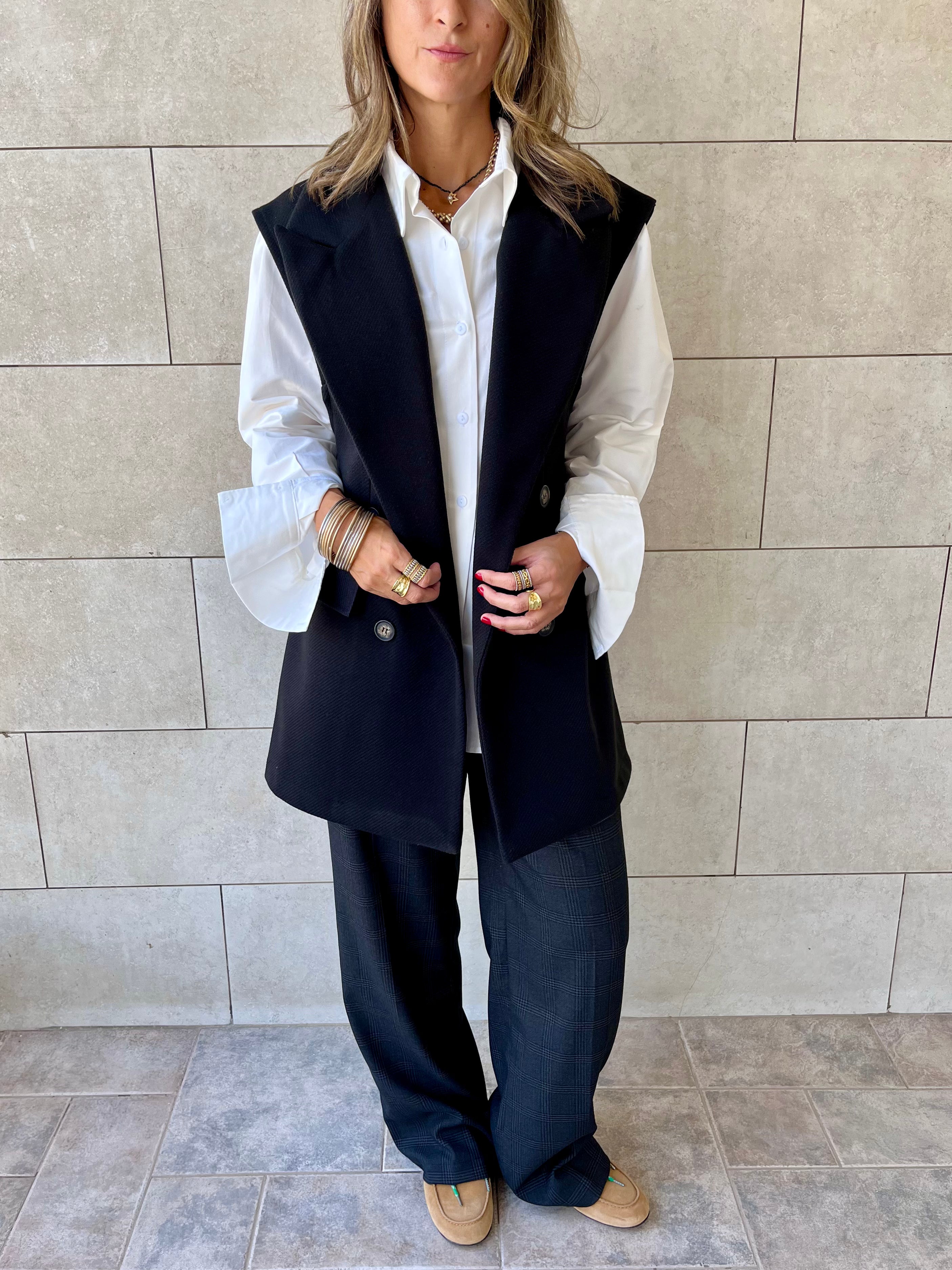 Black Tailored Sleeveless Vest