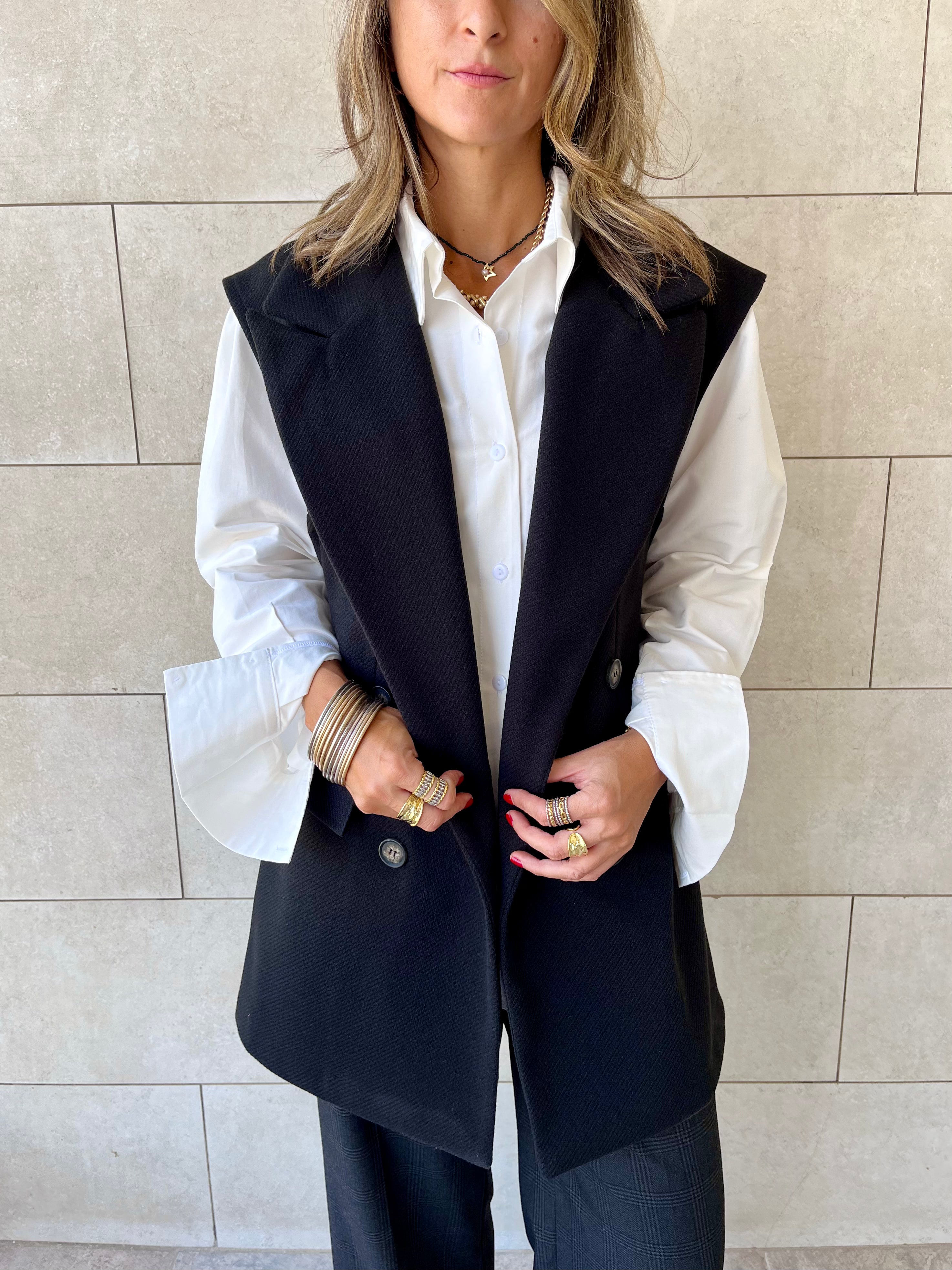 Black Tailored Sleeveless Vest