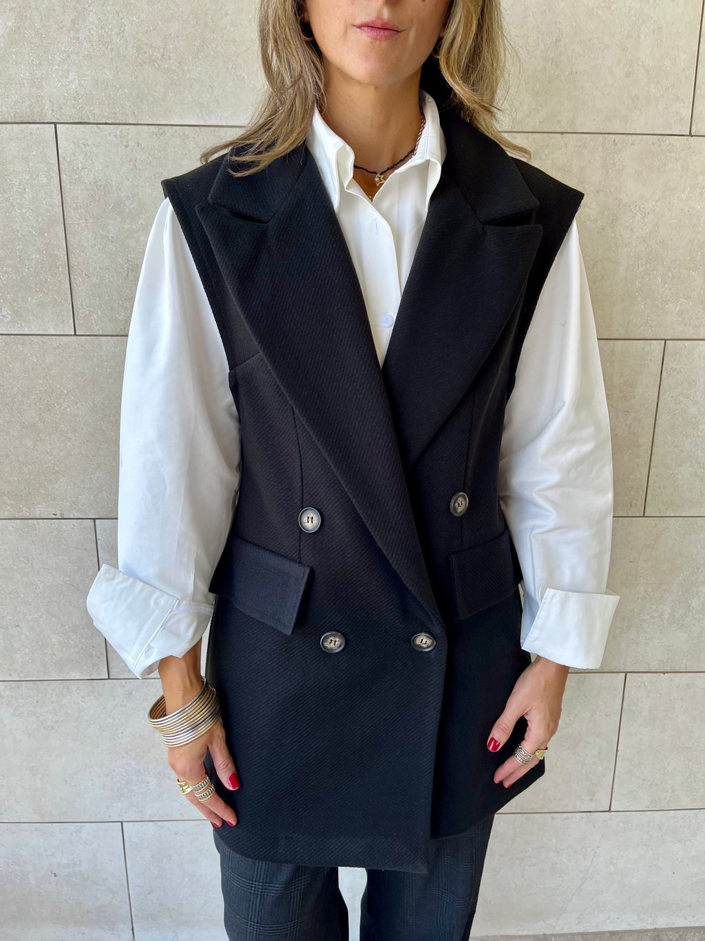 Black Tailored Sleeveless Vest