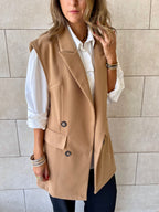 Camel Tailored Sleeveless Vest