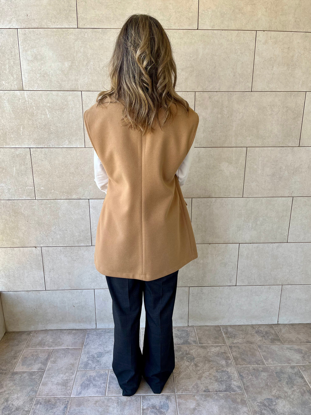 Camel Tailored Sleeveless Vest