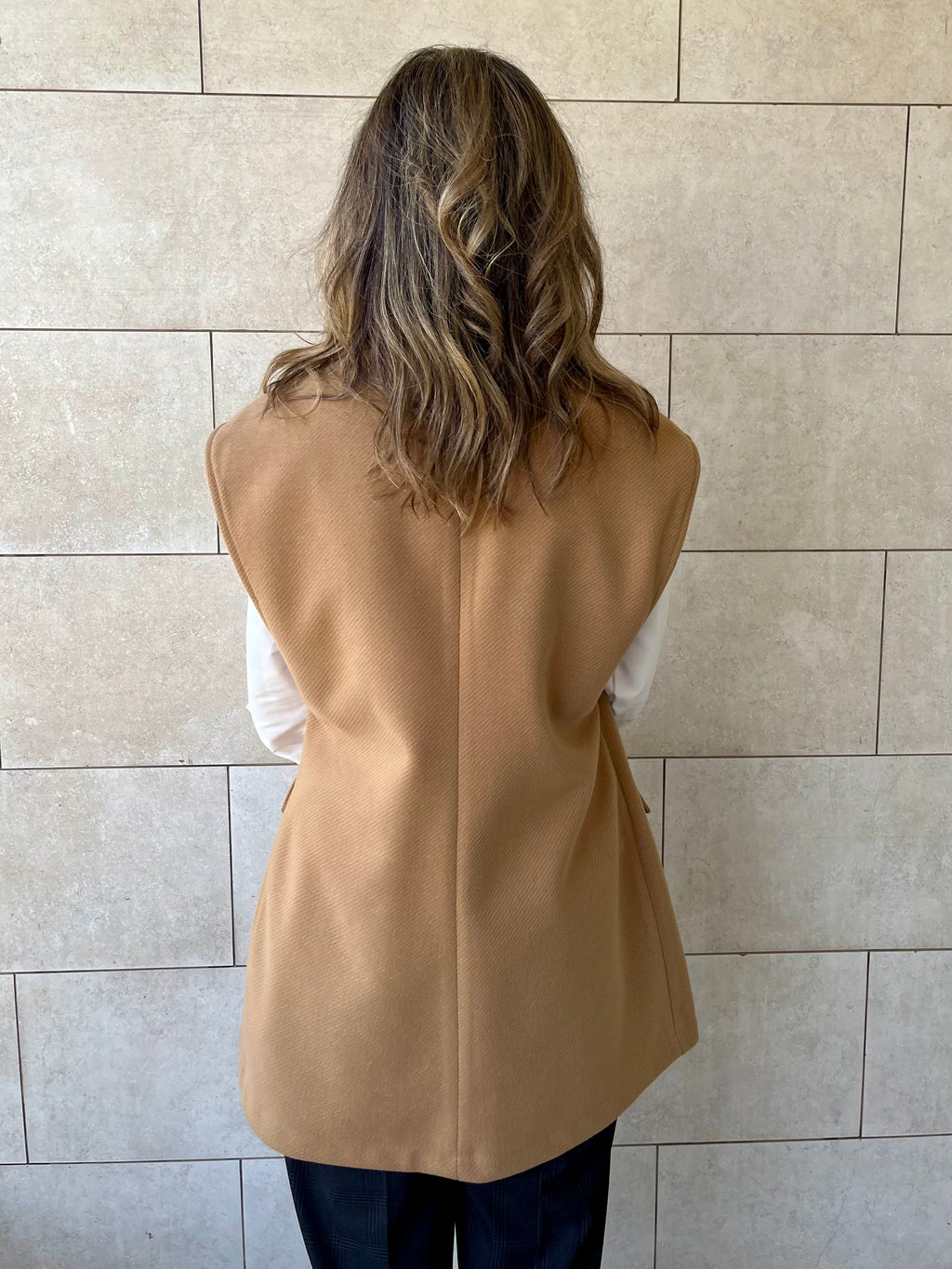 Camel Tailored Sleeveless Vest
