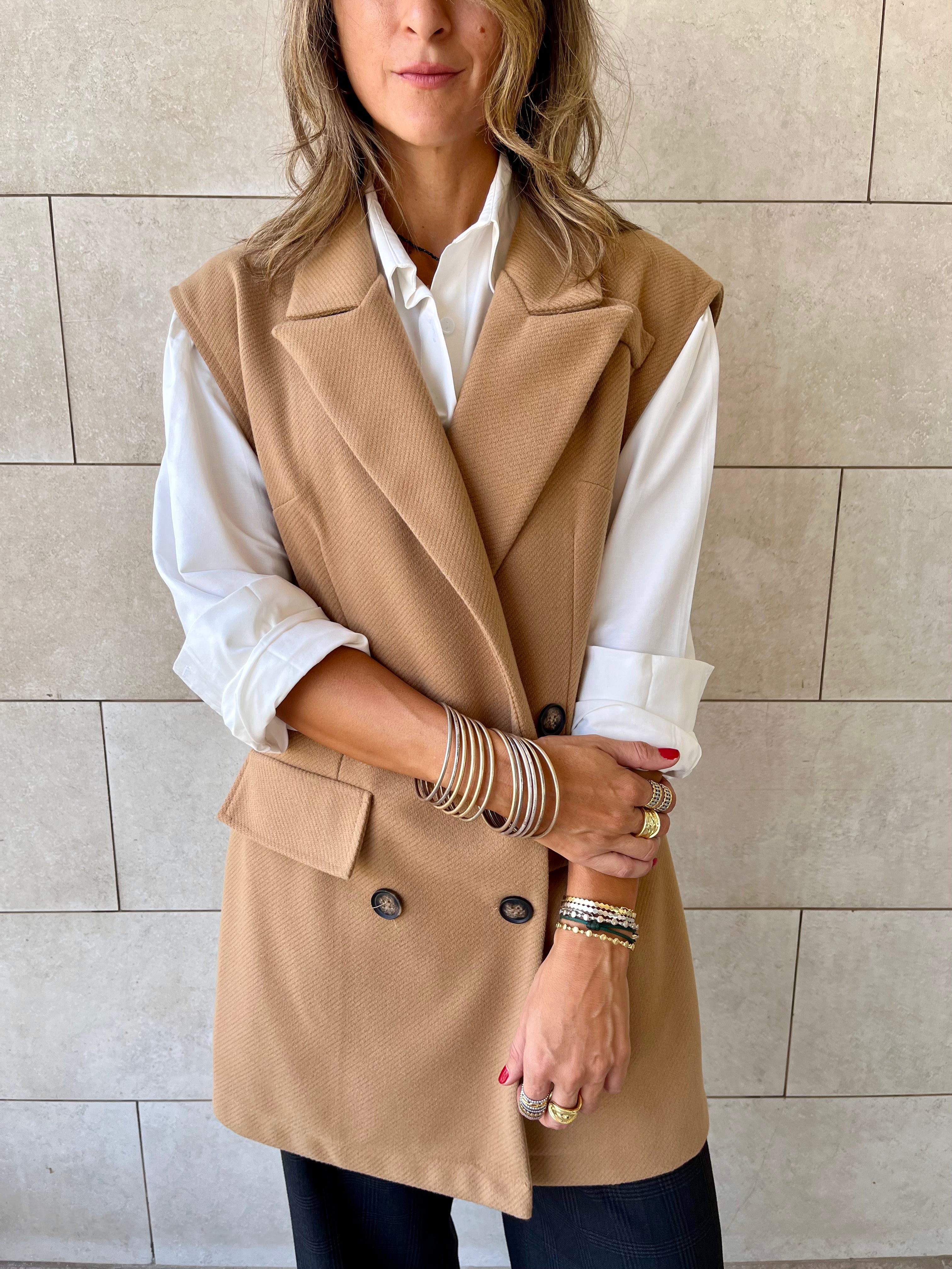 Camel Tailored Sleeveless Vest