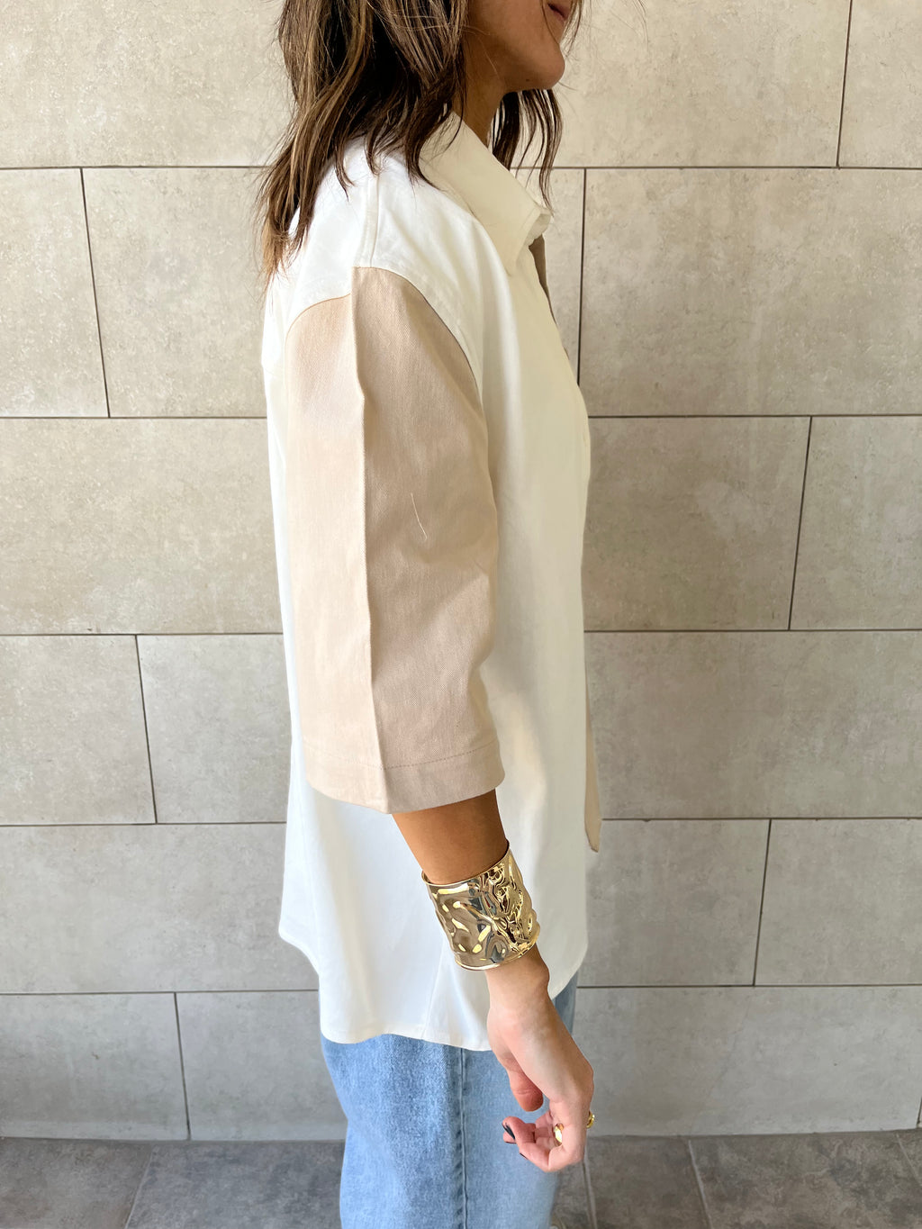 Beige Two-Tone Shirt