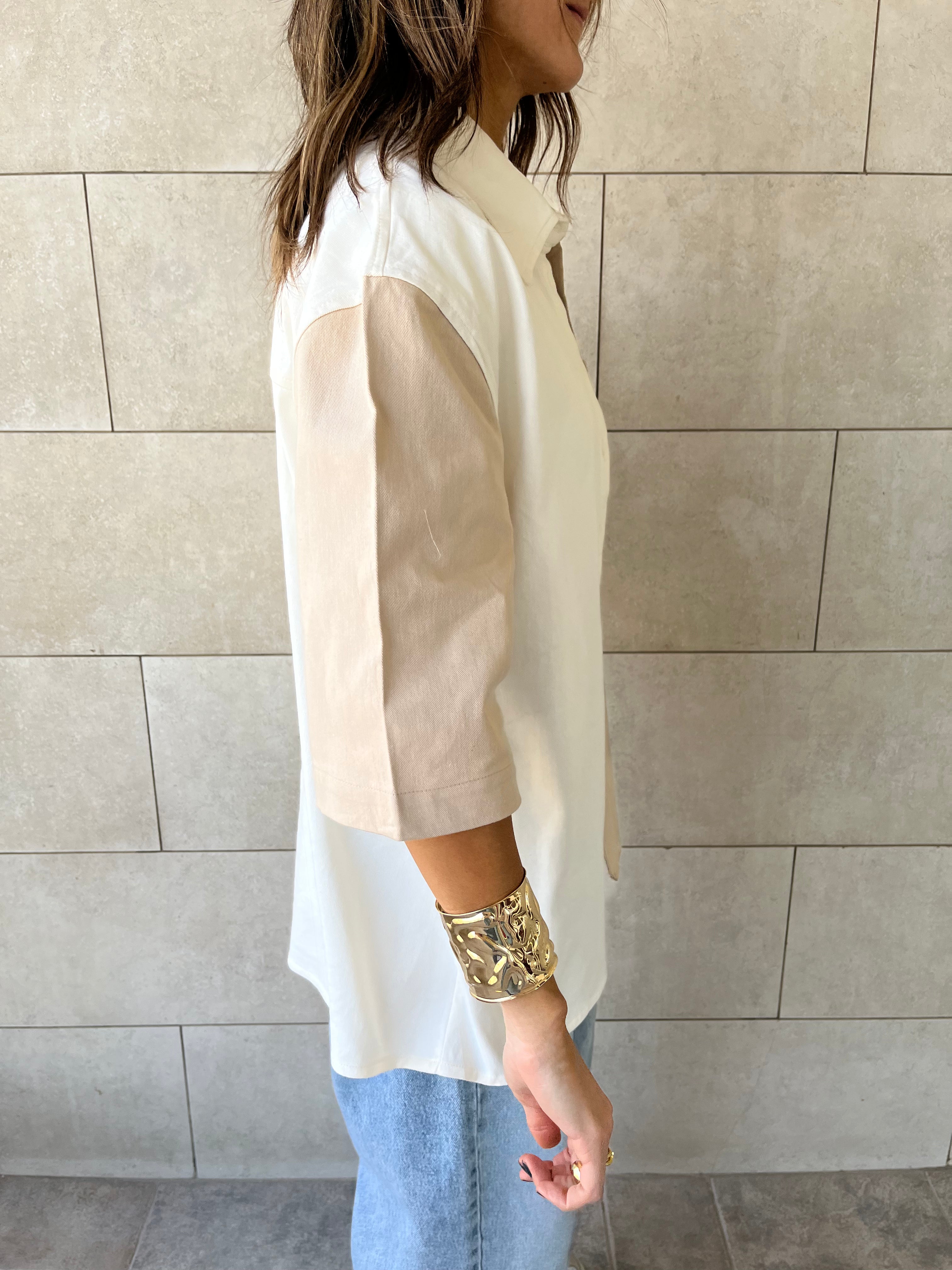 Beige Two-Tone Shirt