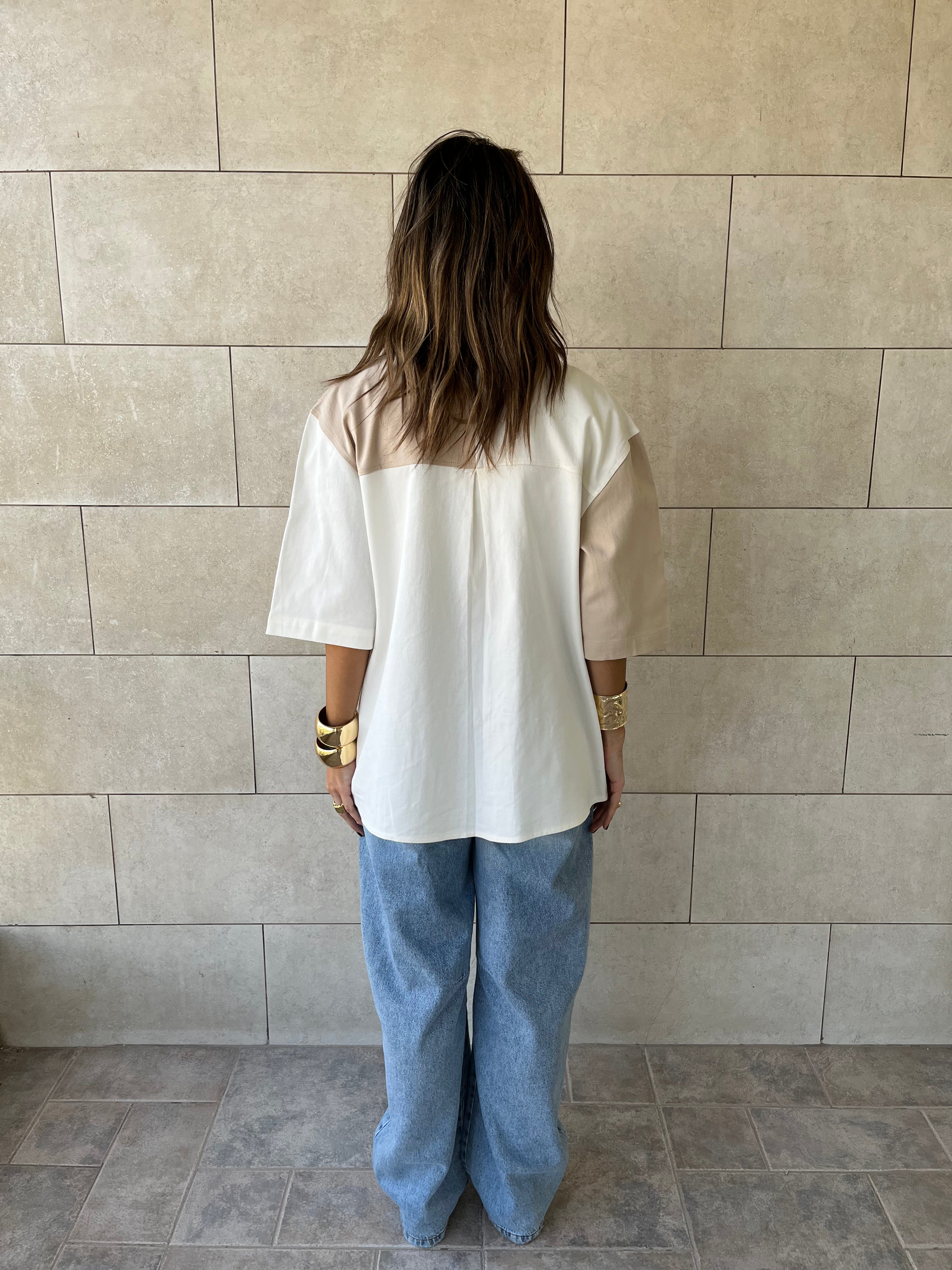 Beige Two-Tone Shirt