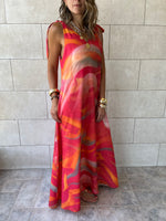 Colorful Tie Shoulder Dress