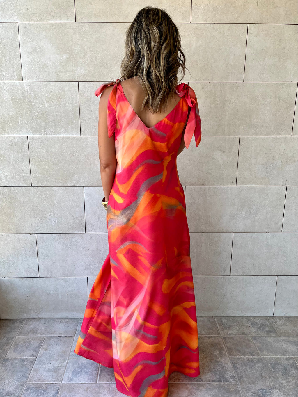 Colorful Tie Shoulder Dress