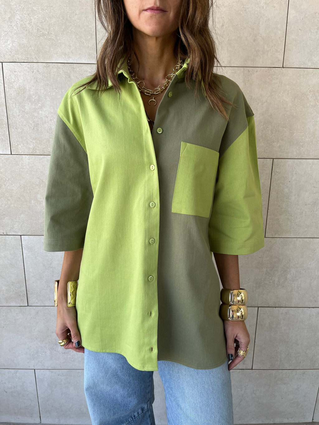 Lime Two-Tone Shirt