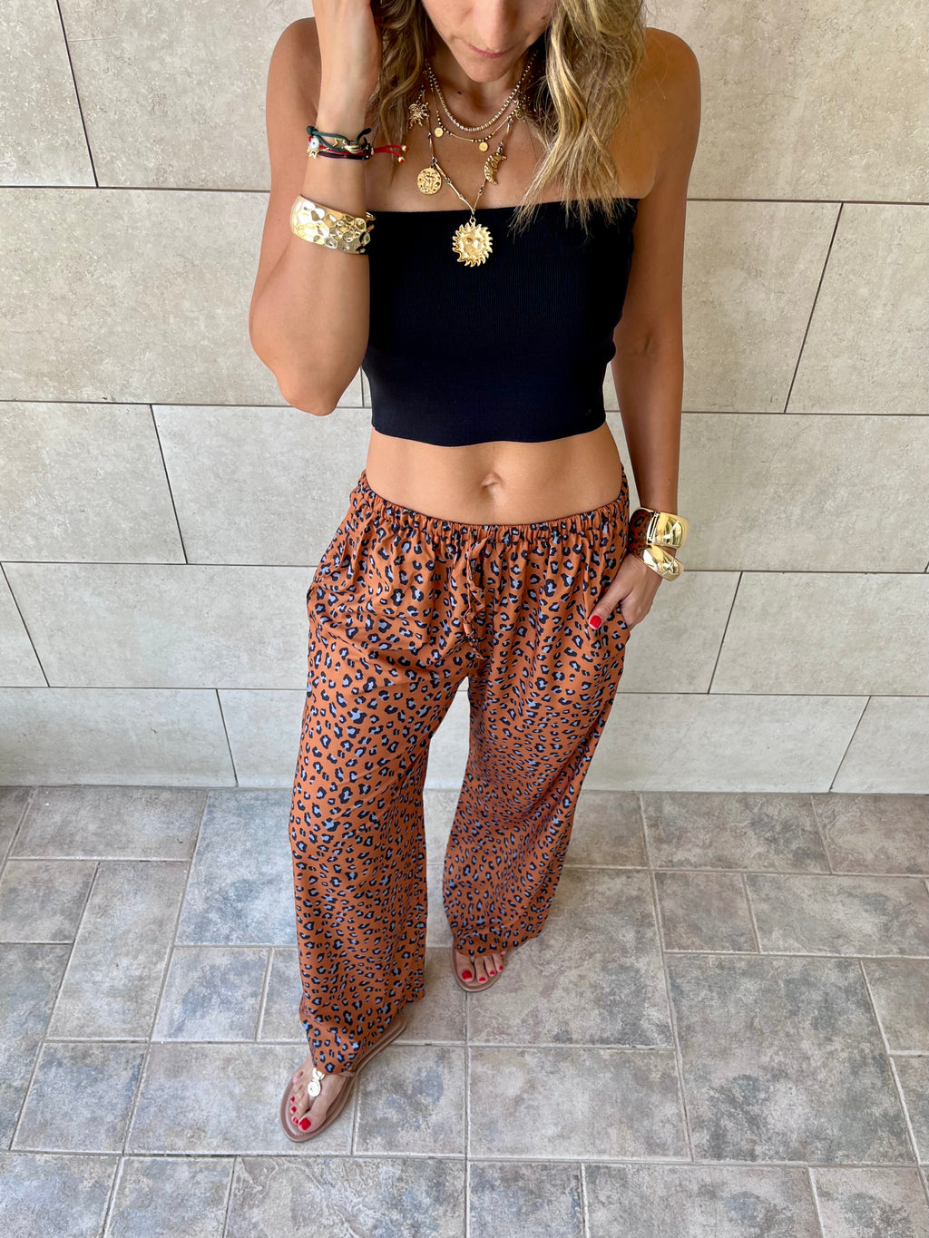 Cheetah Printed Rope Pants