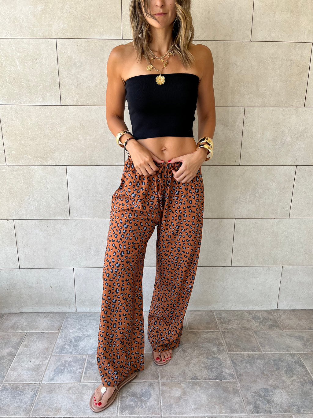 Cheetah Printed Rope Pants