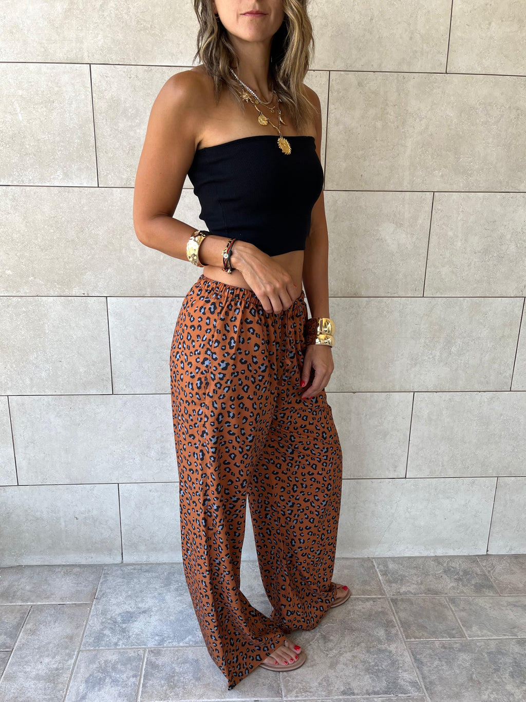 Cheetah Printed Rope Pants