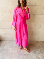 Fuchsia Crinkle Front Knot Dress