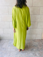 Lime Crinkle Front Knot Dress