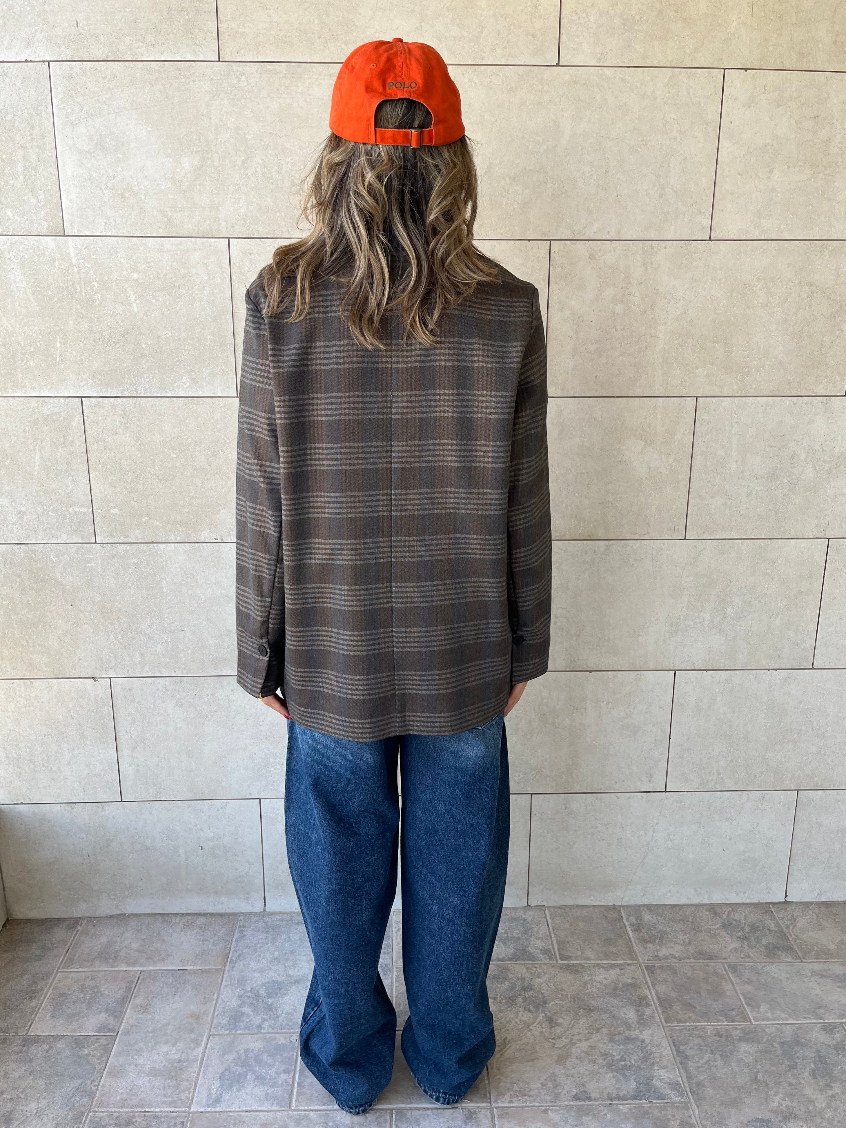 Brown Plaid Oversize Blazer
