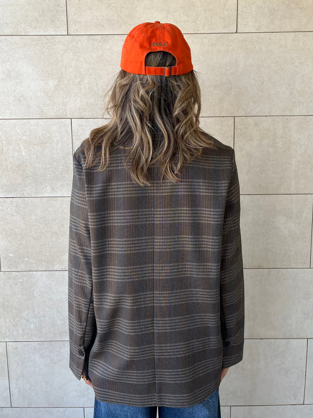 Brown Plaid Oversize Blazer