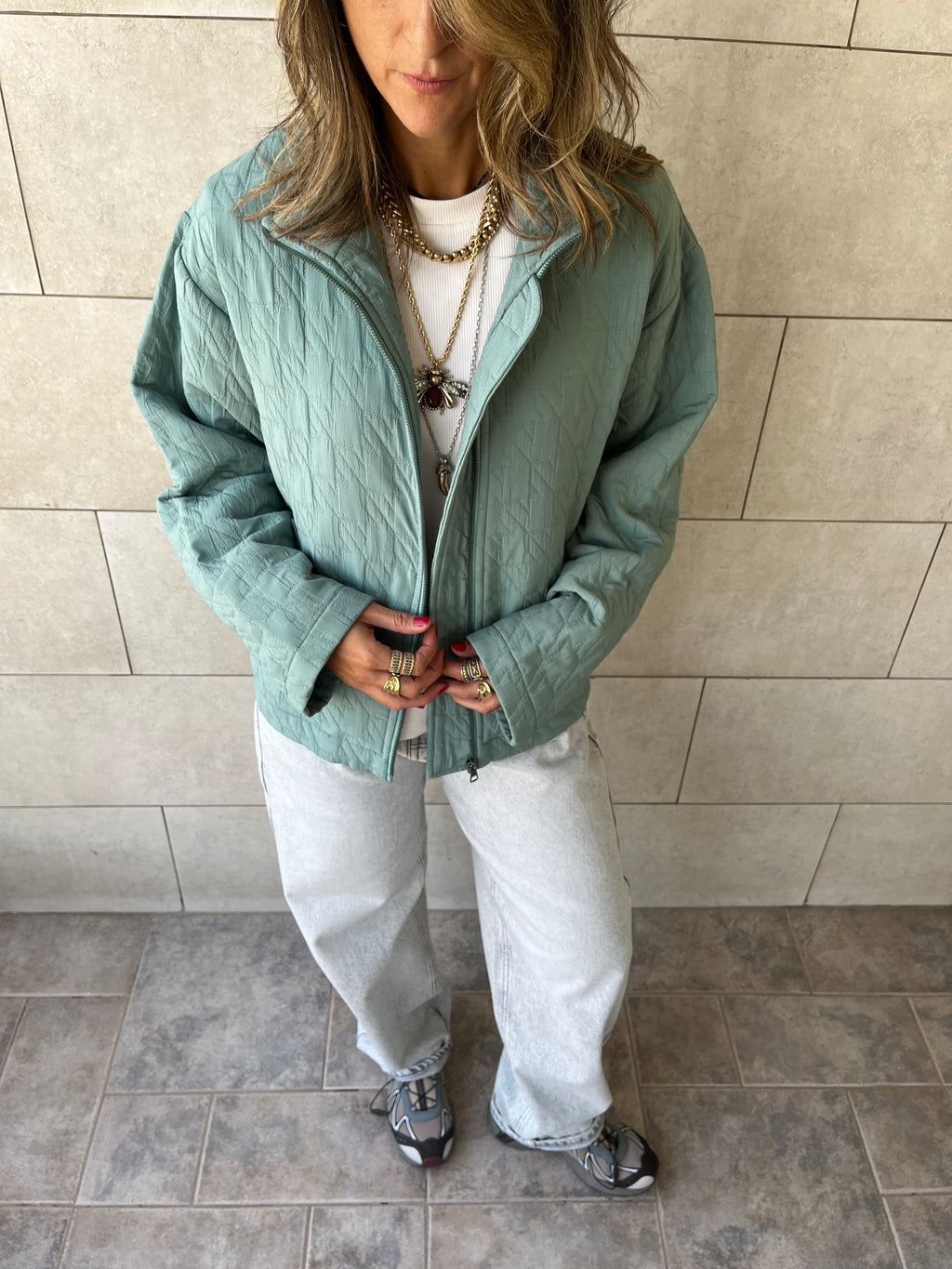 Mint Quilted Everyday Jacket