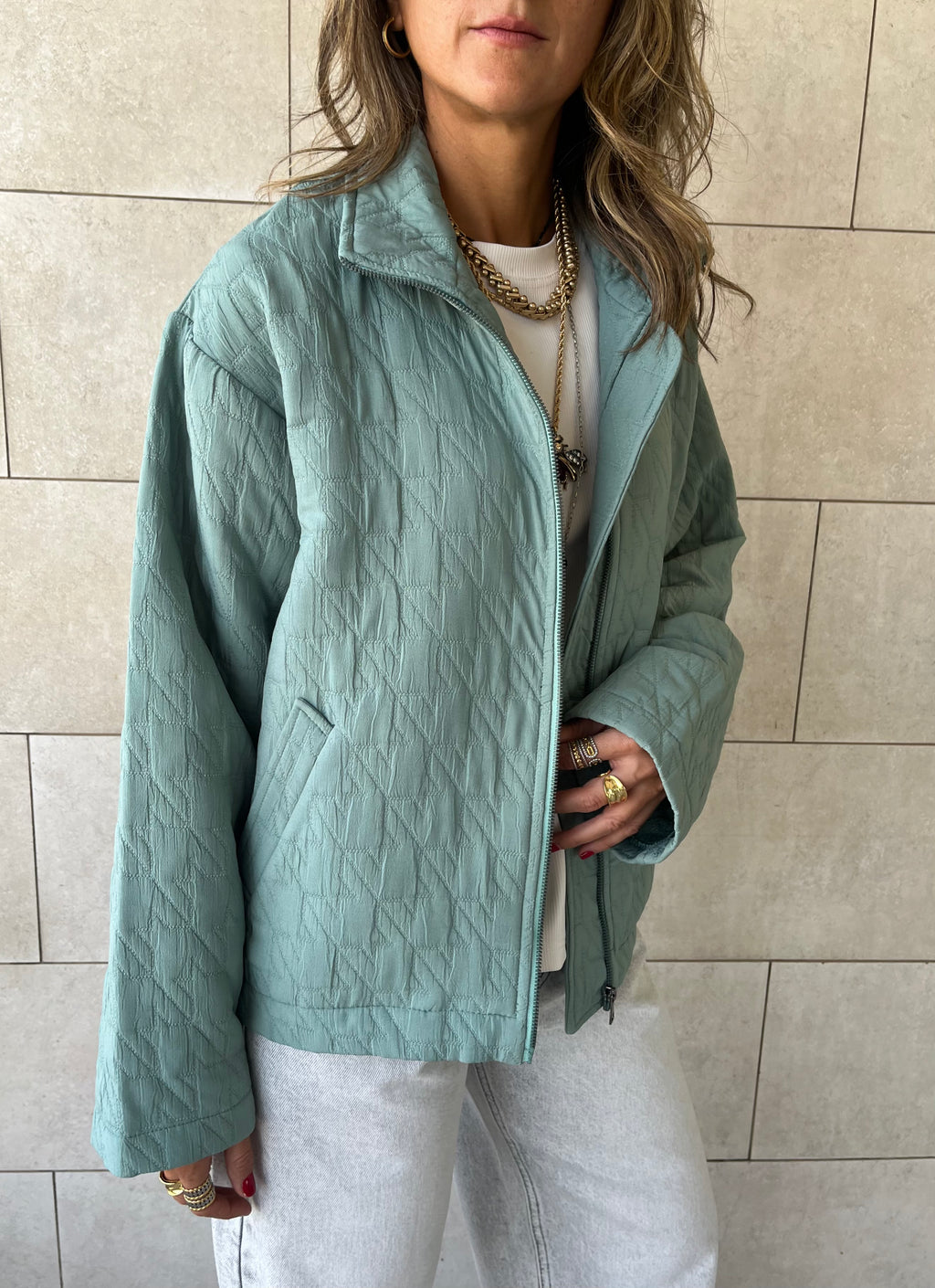Mint Quilted Everyday Jacket
