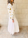 Yellow Spring Bloom Embroidered Dress