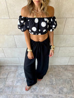 Polka Puff Cropped Top